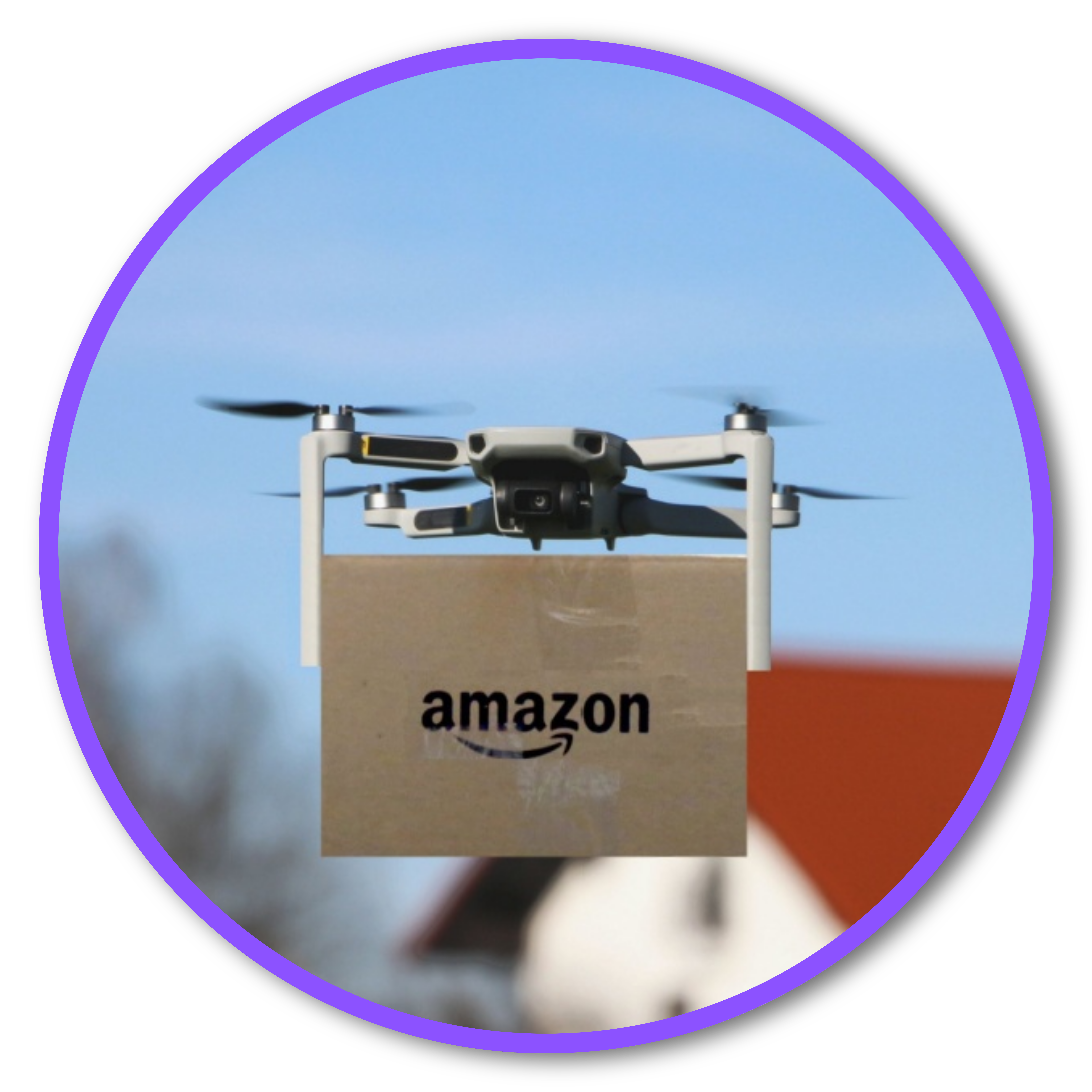 Drone delivering parcel
