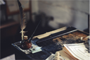 ink bottle with quill