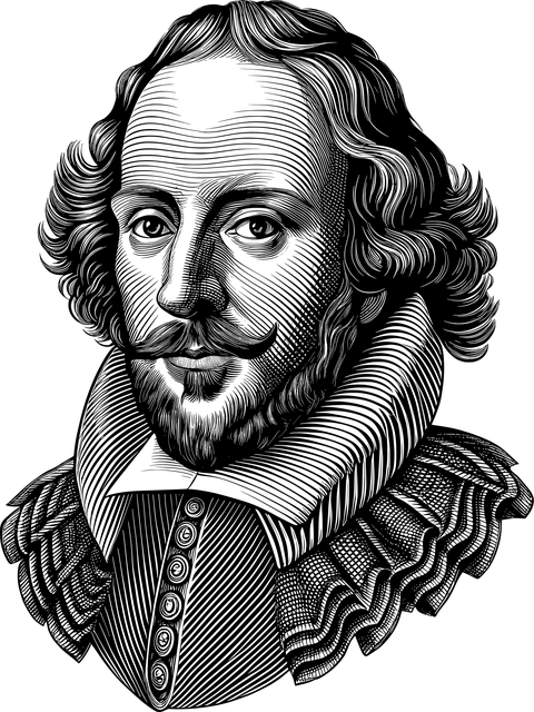 Line drawing of William Shakespear