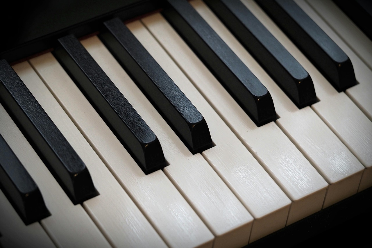 up close image of piano keys