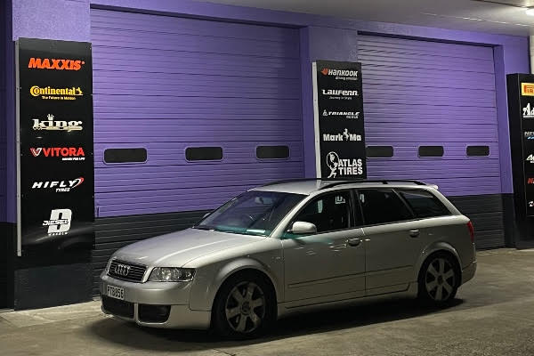 Audi A4 near garage