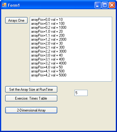 C# .NET Form - Multi Dimension Array
