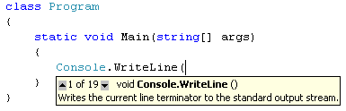 The C# WriteLine options