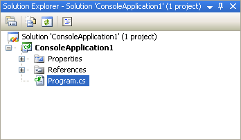 The Solution Explorer in C# Express