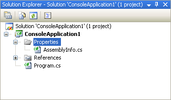 The Properties option in the Solution Explorer