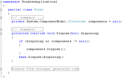 The Form1 Designer Code