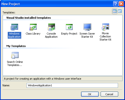 A New Windows Forms C# Project, version 2008