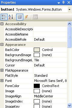 The C# Properties window
