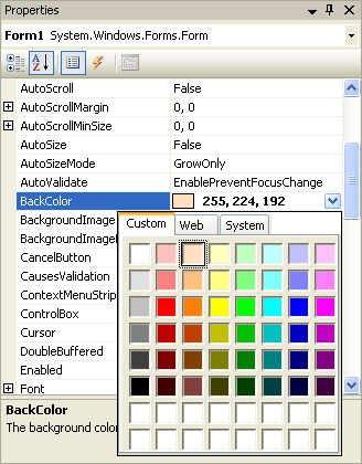 Change the BackColor Property