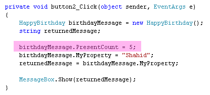 Set a value for the property