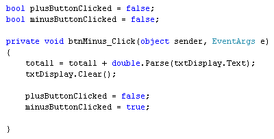 The code for the Minus button