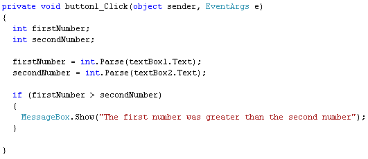 the Greater Than operator in C#
