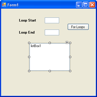 A List Box added to a Form in C#