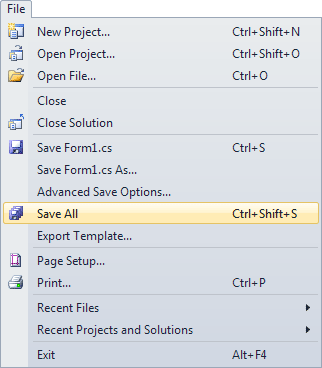 File,  Save All menu