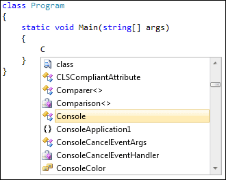 Intellisense list in C# 2010