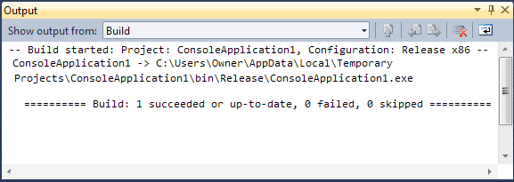 The Output window in C# NET