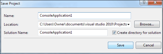 The Save Project dialogue box in C# .NET