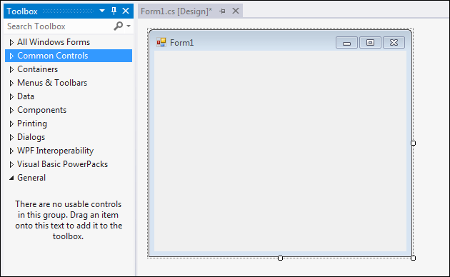 A New Windows Form in Visual Studio Express 2012