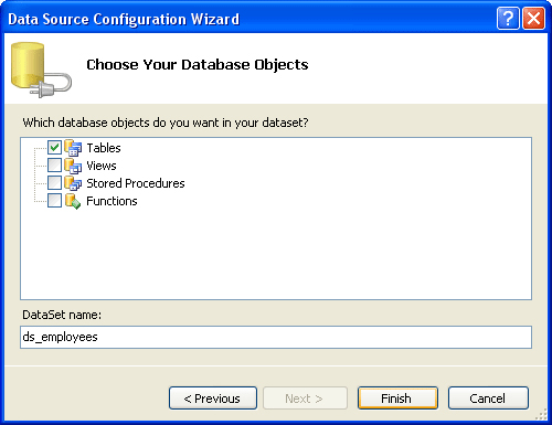 Data Source Configuration Wizard screen