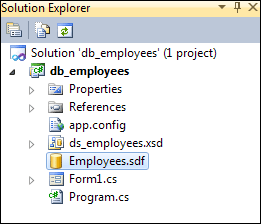 A SDF database in the Solution Explorer