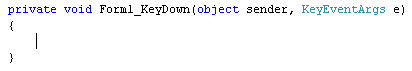 C# Code stub for the KeyDown event