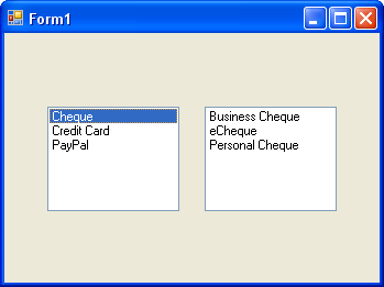 Cheque options are now in listbox two