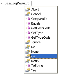 DialogResult Value