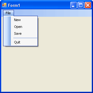 The complete File menu