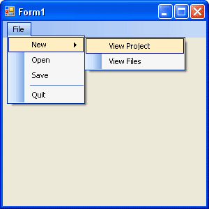The Form with a sub menu