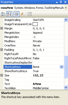 The ShortcutKeys Property in C#