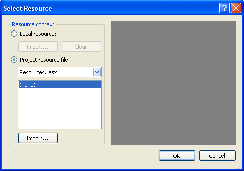 Resources dialogue box in C#