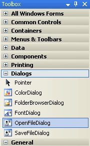 The Dialogs Tools in Visual C# .NET