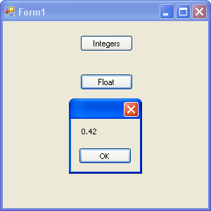The Float variable is displayed in the Message Box