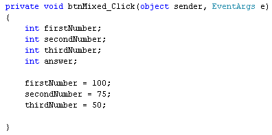 Three integer variables