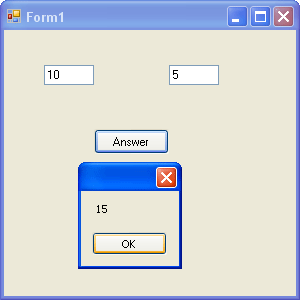 The answer is displayed in a message box