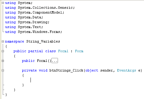Click a Minus symbol to hide code