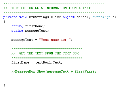 Comments added to C# Code